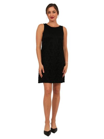 24seven Comfort Apparel 24seven Comfort Apparel Womens Elevate Lace Sleeveless Boat Neck Mini Shift Dress