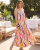 24seven Comfort Apparel 24seven Comfort Apparel Womens Essential Abstract Print Scoop Neck Spaghetti Strap Pocket A-Line Maxi Dress - 5