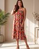 24seven Comfort Apparel 24seven Comfort Apparel Womens Essential Abstract Print Spaghetti Strap Smocked Pocket A-Line Maxi Dress - 5