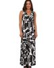 24seven Comfort Apparel 24seven Comfort Apparel Womens Essential Abstract Print V-Neck Sleeveless Tie Back Empire Waist Maxi Dress - 1