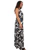 24seven Comfort Apparel 24seven Comfort Apparel Womens Essential Abstract Print V-Neck Sleeveless Tie Back Empire Waist Maxi Dress - 2