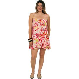 24seven Comfort Apparel 24seven Comfort Apparel Womens Essential Floral Print Spaghetti Strap Smocked A-Line Pocket Mini Dress