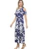 24seven Comfort Apparel 24seven Comfort Apparel Womens Floral Ruffle Sleeve Cold Shoulder A-Line Maxi Dress - 2