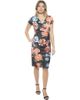 24seven Comfort Apparel 24seven Comfort Apparel Womens Floral V-Neck Short Sleeve Knee Length Faux Wrap Dress - 1