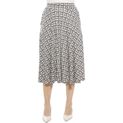 24seven Comfort Apparel 24seven Comfort Apparel Womens Geometric Elastic Waist Pocket A-Line Midi Skirt
