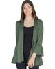 24seven Comfort Apparel 24seven Comfort Apparel Womens Knit Three Quarter Bell Sleeve Open Cardigan - 1