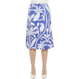 24seven Comfort Apparel 24seven Comfort Apparel Womens Paisley Elastic Waist Knee Length A-Line Skirt