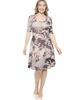 24seven Comfort Apparel 24seven Comfort Apparel Womens Paisley Scoop Neck Elbow Sleeve Knee Length A-Line Flared Dress - 1