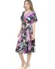 24seven Comfort Apparel 24seven Comfort Apparel Womens Paisley V-Neck Short Dolman Sleeve Twist Front A-Line Midi Dress - 2