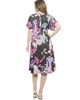 24seven Comfort Apparel 24seven Comfort Apparel Womens Paisley V-Neck Short Dolman Sleeve Twist Front A-Line Midi Dress - 3