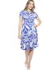 24seven Comfort Apparel 24seven Comfort Apparel Womens Paisley V-Neck Short Sleeve Faux Wrap Knee Length A-Line Dress - 1