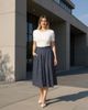 24seven Comfort Apparel 24seven Comfort Apparel Womens Polka Dot Elastic Waist Pocket A-Line Midi Skirt - 5