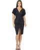 24seven Comfort Apparel 24seven Comfort Apparel Womens Short Sleeve V Neck Twist Front Split Hem Dress - 1