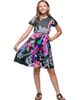 24sevenKid 24sevenKid Black and Pink Paisley Fit and Flare Knee Length Dress - 1