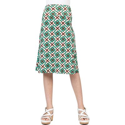 24sevenKid 24sevenKid Green Geo Print Knee Length Skirt