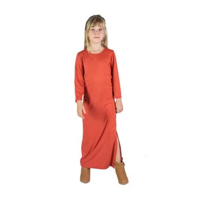 24sevenKid 24sevenKid Long Sleeve Side Slit Maxi Dress Solid Color