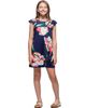 24sevenKid 24sevenKid Navy Blue Floral Print Cap Sleeve Babydoll Dress - 1