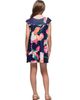 24sevenKid 24sevenKid Navy Blue Floral Print Cap Sleeve Babydoll Dress - 3