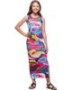 24sevenKid 24sevenKid Pink Floral Print Side Slit Maxi Dress - 1