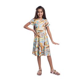 24sevenKid 24sevenKid Yellow Print Knee Length Short Sleeve Flowy Dress