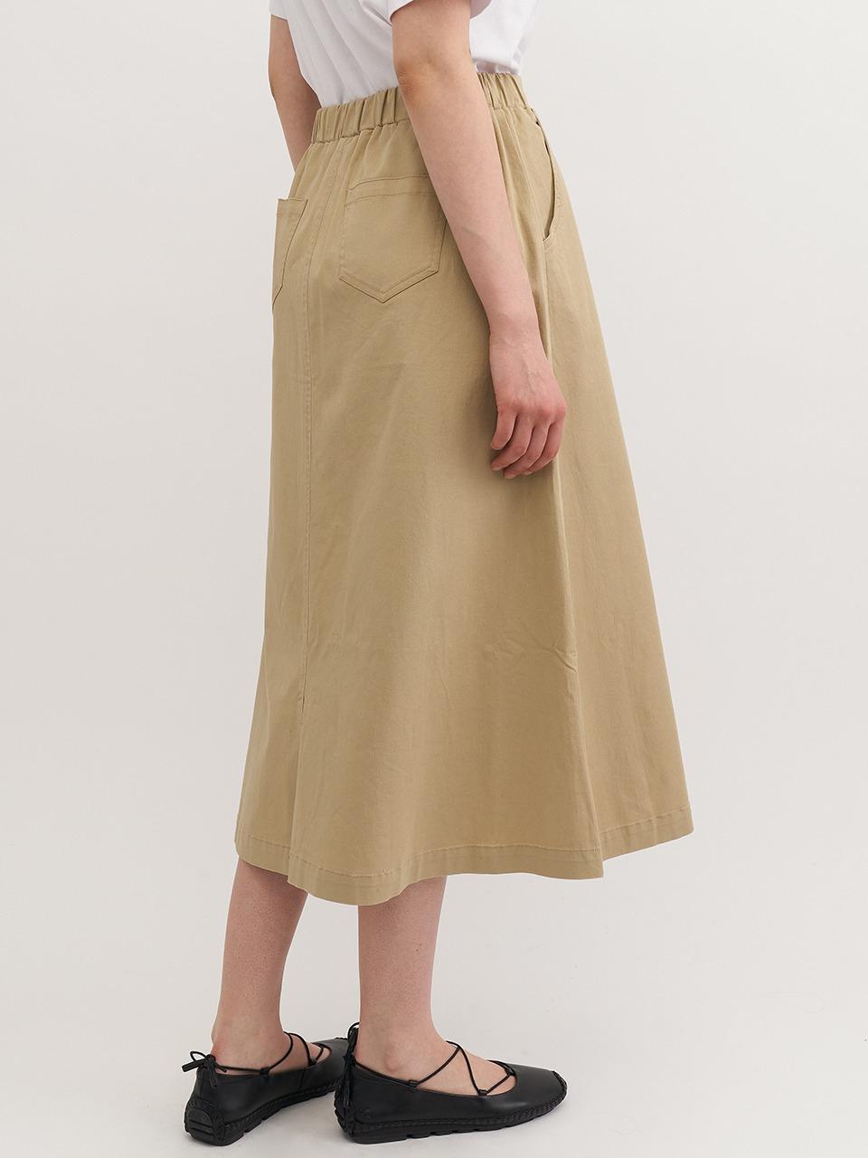 2NDSKIN Cotton A-line Long Back Banding Skirt