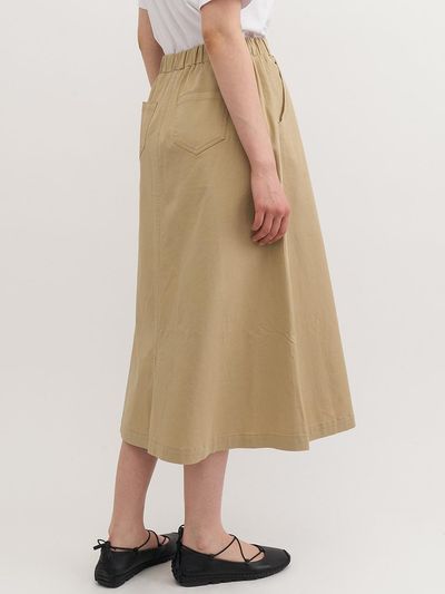 2NDSKIN Cotton A-line Long Back Banding Skirt