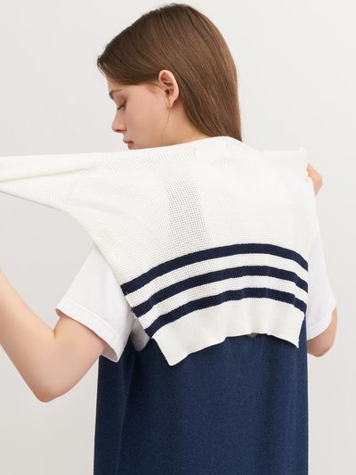2NDSKIN Cotton Modal Stripe Cardigan muffler