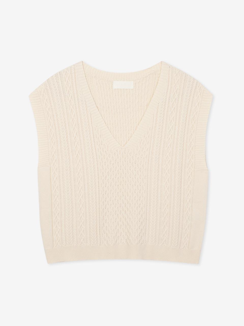 2NDSKIN Eco cotton silk crop length cable vest