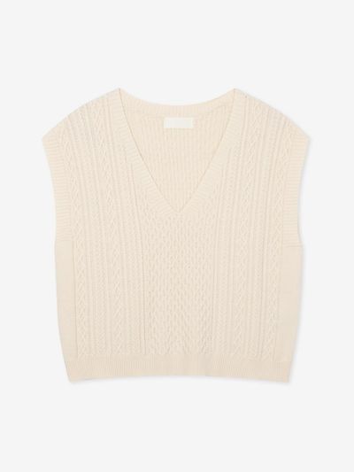 2NDSKIN Eco cotton silk crop length cable vest