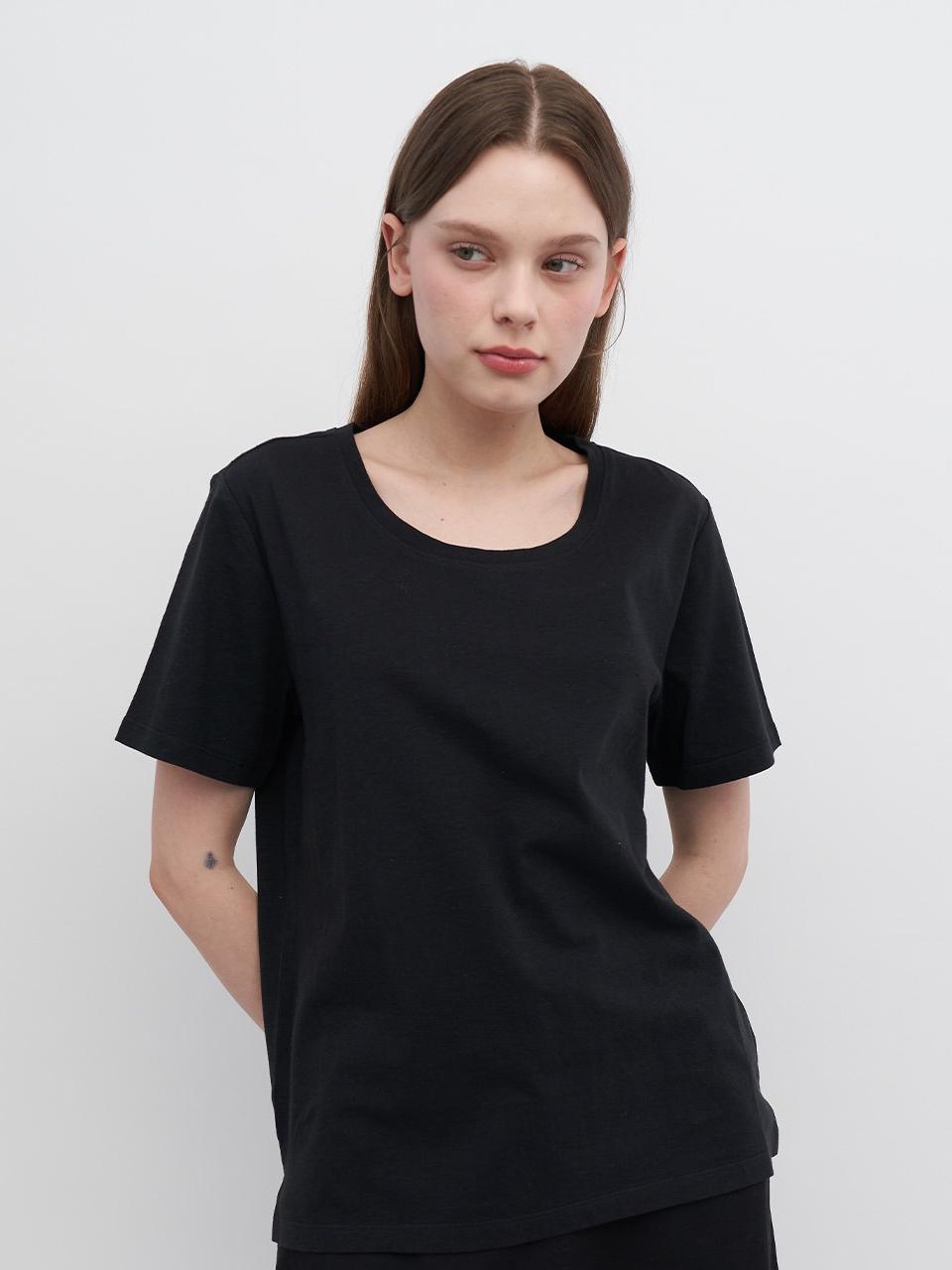 2NDSKIN Linen U-neck short-sleeved T-shirt