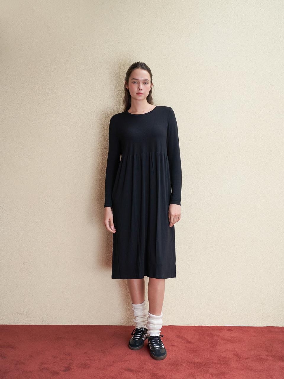 2NDSKIN Modal Ribbed Long Sleeve Long dress