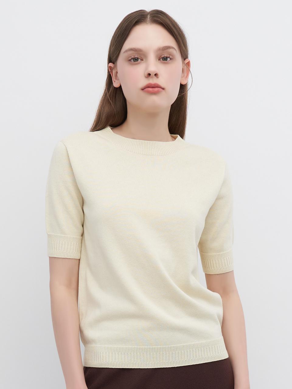 2NDSKIN Organic cotton silk half-length crew neck pullover
