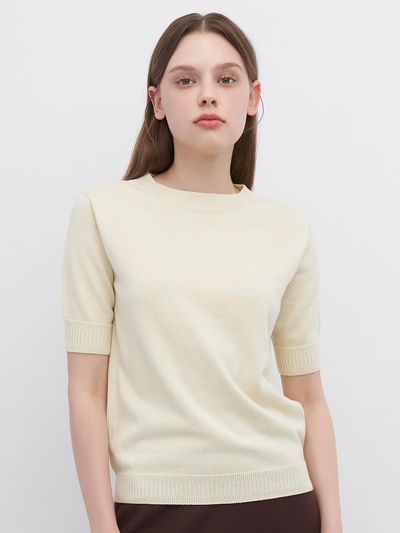 2NDSKIN Organic cotton silk half-length crew neck pullover