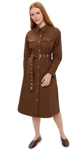 3.1 Phillip Lim 3.1 Phillip Lim Belted Utility Midi Shirt Dress Cacao