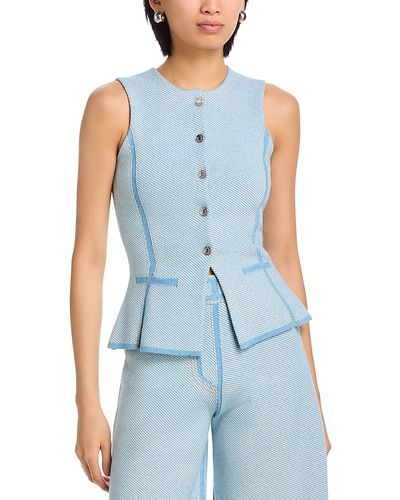 3.1 Phillip Lim 3.1 Phillip Lim Denim Effect Crewneck Button Front Vest