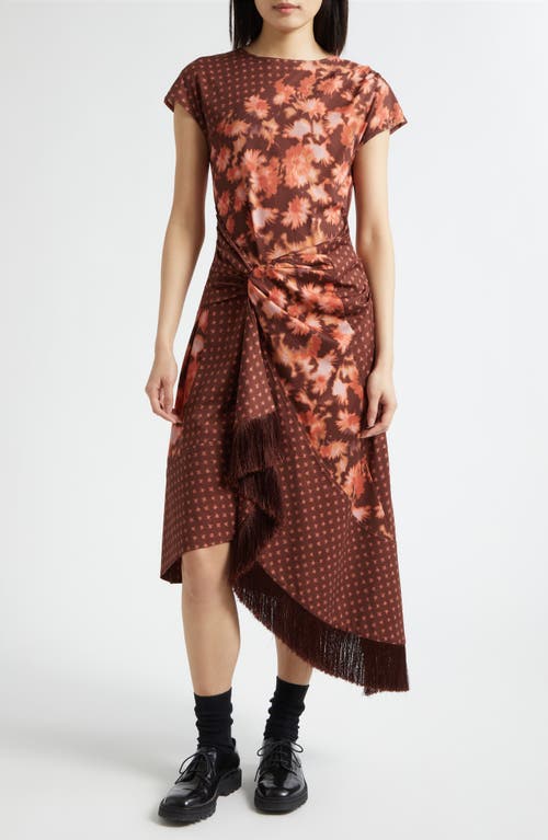 3.1 Phillip Lim 3.1 Phillip Lim Desert Flower Mixed Print Asymmetric Hem Cotton Dress