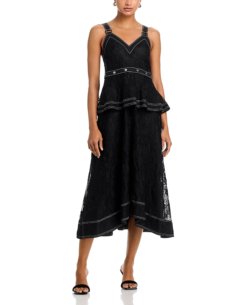 knee length dresses for ladies Denim Slip Dress With Lace main image 1