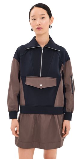 3.1 Phillip Lim 3.1 Phillip Lim French Terry Nylon Combo Utility Dress Midnight/Espresso
