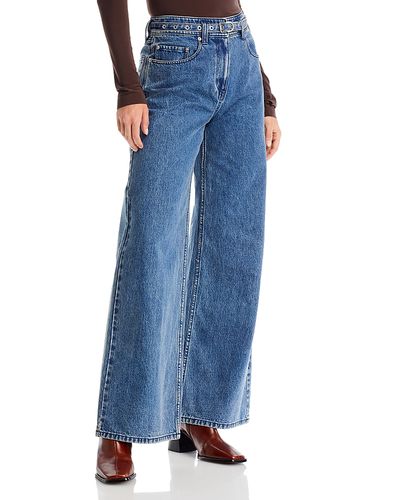 3.1 Phillip Lim 3.1 Phillip Lim High Rise Wide Leg Belted Jeans in Blue