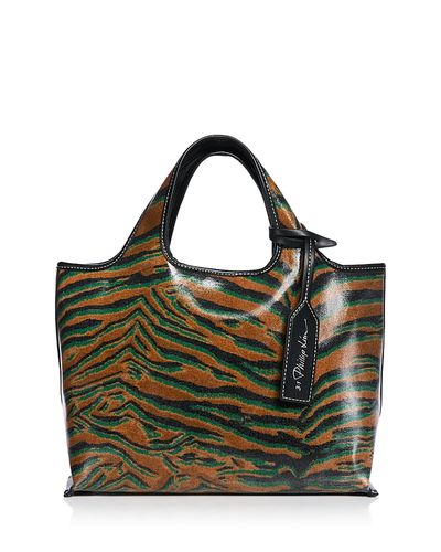 3.1 Phillip Lim 3.1 Phillip Lim Mini Tiger Print Canvas Market Tote Bag