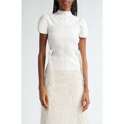 3.1 Phillip Lim 3.1 Phillip Lim Puff Sleeve Mock Neck Rib Top