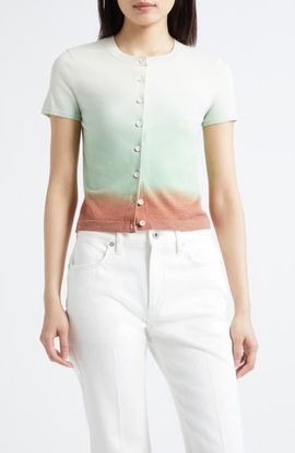 3.1 Phillip Lim 3.1 Phillip Lim Short Sleeve Crop Wool Blend Cardigan