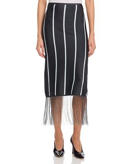 3.1 Phillip Lim 3.1 Phillip Lim Striped Fringe Trim Midi Skirt