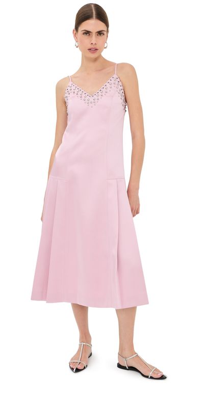 3.1 Phillip Lim 3.1 Phillip Lim Studded Structured Satin Pleated Cami Midi Dress Lotus