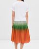 3.1 Phillip Lim 3.1 Phillip Lim T-Shirt Combo Dress with Ombre Voile Skirt White/Flame Multi - 3
