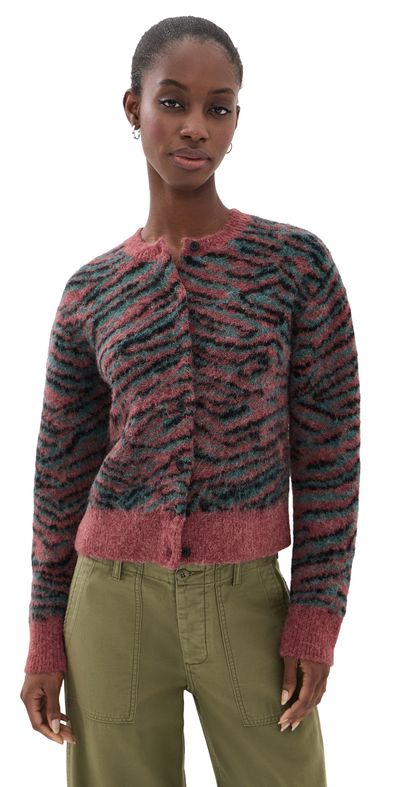 3.1 Phillip Lim 3.1 Phillip Lim Tiger Print Crew Neck Cardigan Sable Multi