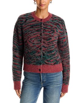 3.1 Phillip Lim 3.1 Phillip Lim Tiger Print Crewneck Cardigan Sweater