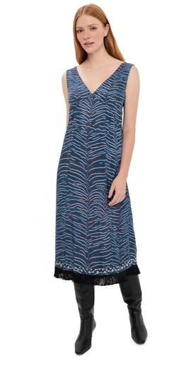 3.1 Phillip Lim 3.1 Phillip Lim Tiger Print Studded Midi Dress with Fringe Petrol Multi