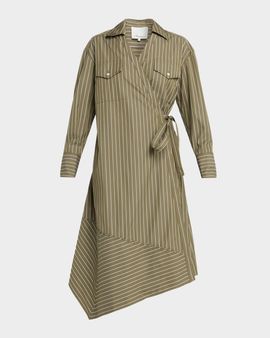 3.1 Phillip Lim Asymmetric Stripe Poplin Wrap Dress