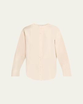 3.1 Phillip Lim Collarless Cotton Poplin Shirt